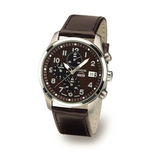 Boccia Titanium Brown Dial Chronograph Watch - 3780-02 - Click Image to Close